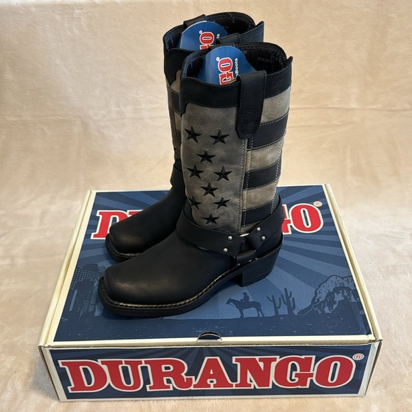Durango Women’s Black Faded Flag Harness Boot size 6.5 medium. New in Box - Picture 4 of 14